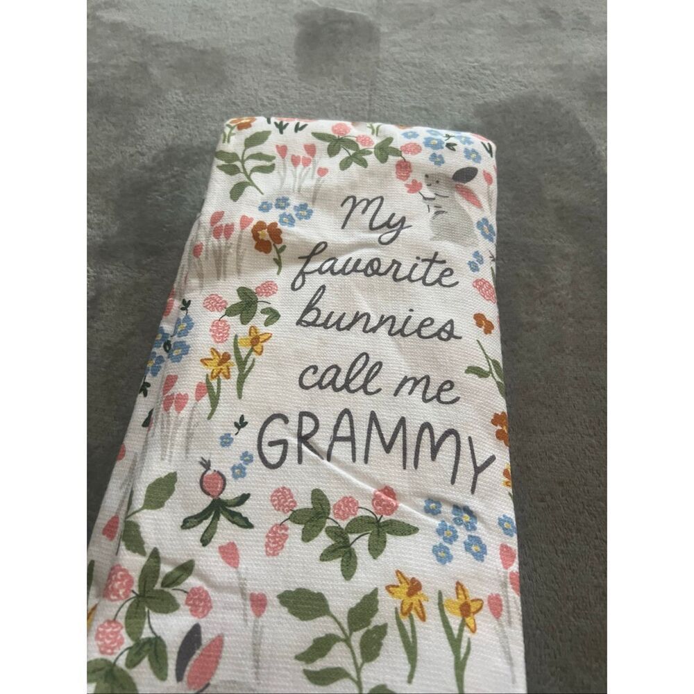 Shabby Chic My Favorite Bunnies Call Me Grammy Dish Towel Set 3 Pack - Picture 7 of 9